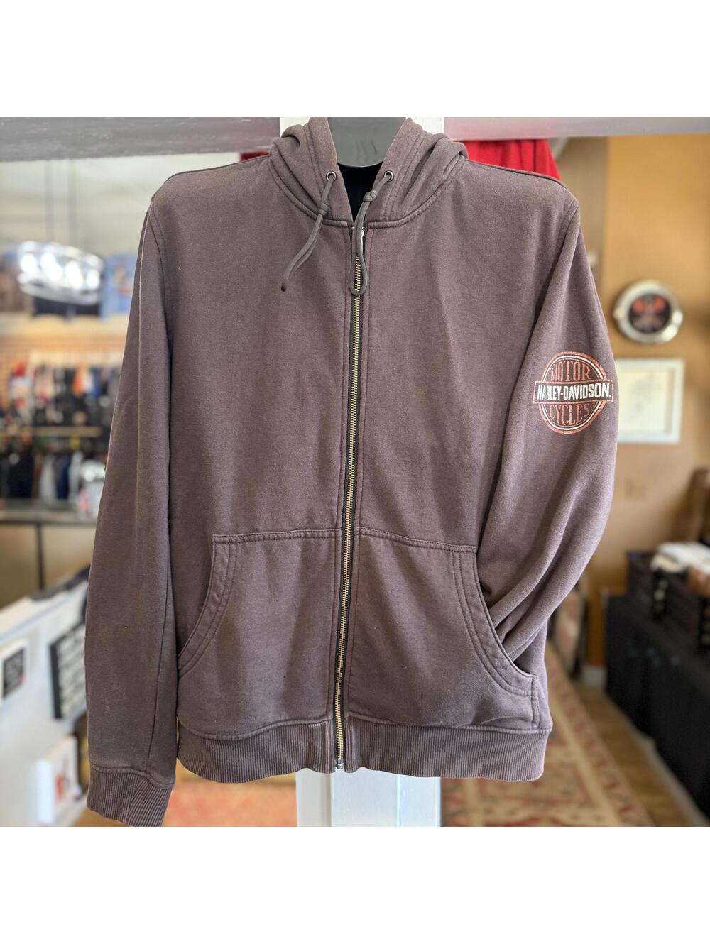 Harley Davidson sleeve logo black full zip hoodie Large
